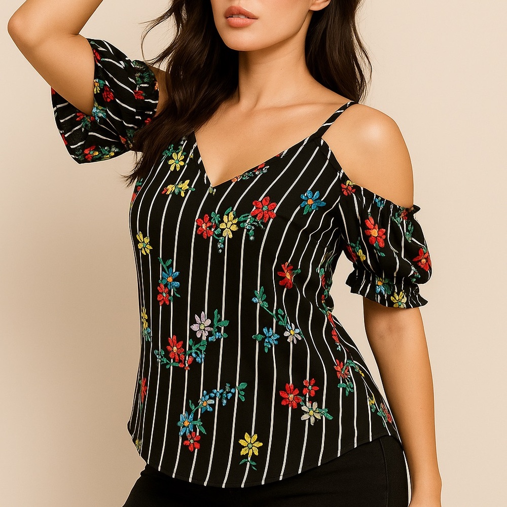 Floral Striped Women's Top